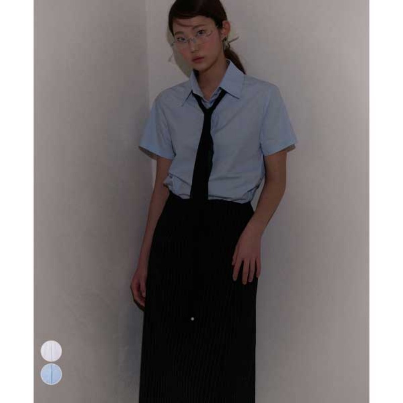 플레이스스튜디오)쿨 데일리 오버핏 여자 셔츠 반팔 자켓 (2 COLOR)