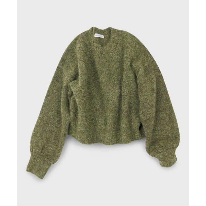 Placestudio) Soft wool overfit pullover round knitwear (GREEN)