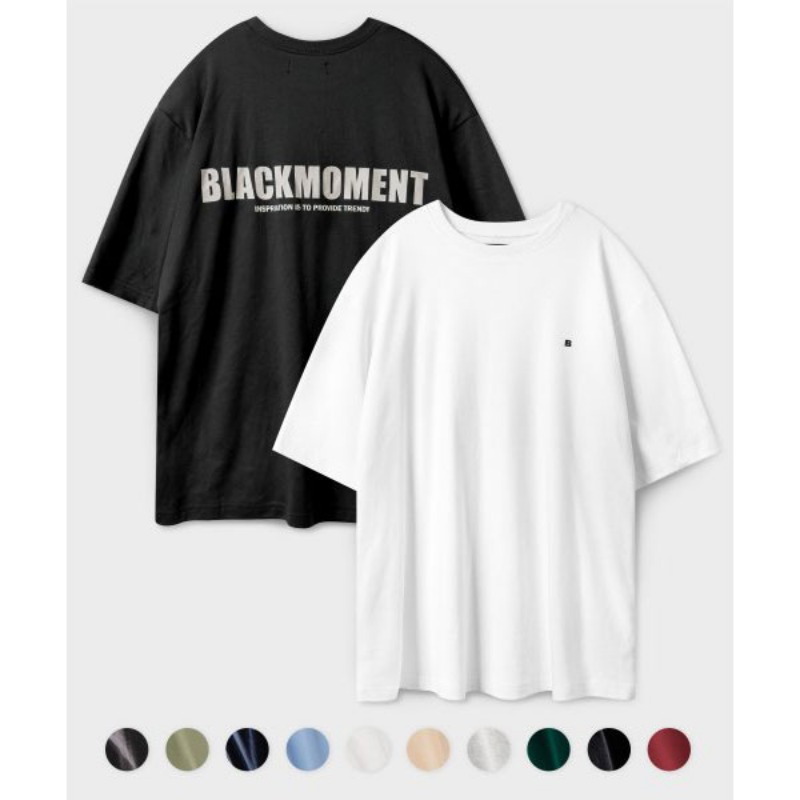 Black moment) [Waterproof] Loose fit lettering round short-sleeved T-shirt (10 COLOR)