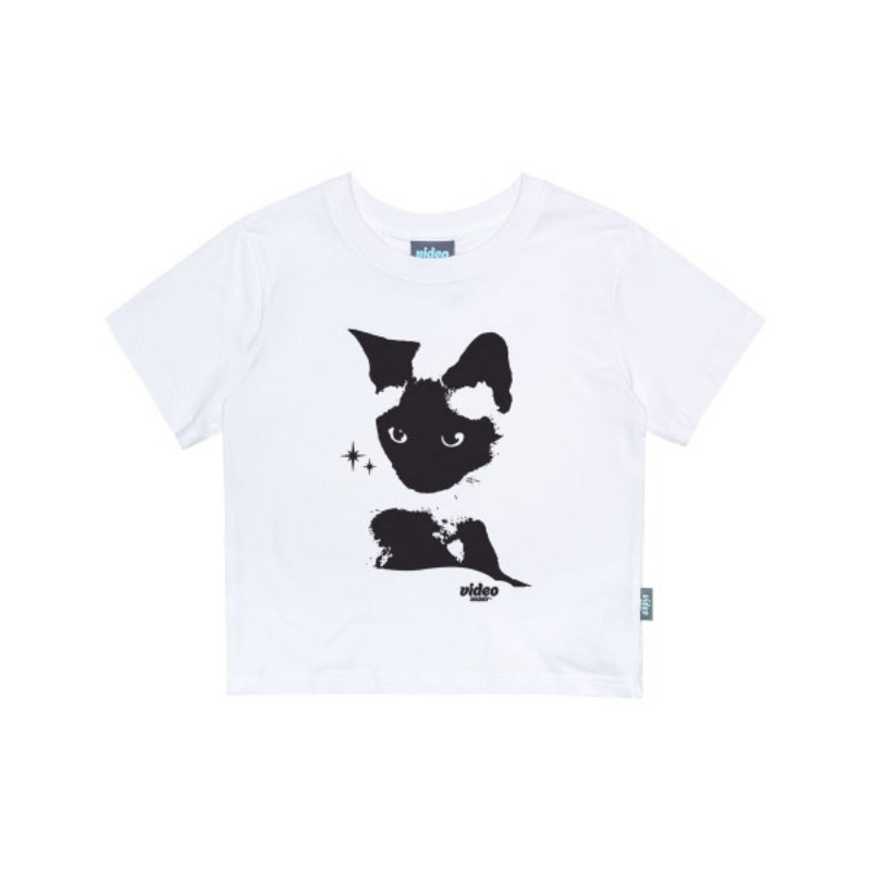 [Video ZAKI] 孤独的小猫 短身长 T恤 (白色)
